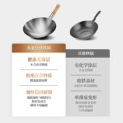 美菱（MeiLing） 铁锅 白钢 熟铁锅无涂层炒锅炒菜锅爆炒锅家用老式铁锅 34cm【原木手柄】