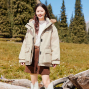雪中飞 男女短款大毛领羽绒服