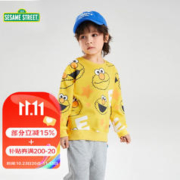SESAME STREET 芝麻街儿童卫衣男童春秋款2023新款儿童宽松圆领卫衣女童卡通上衣 黄色 140cm