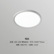 雷士（NVC） 卧室灯led吸顶灯厨房灯浴室阳台过道走廊灯玄关入户灯IP40防蚊虫 力荐！12瓦单色白光300*70mm【哑白】