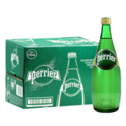 巴黎水（Perrier） 含气天然矿泉水玻璃瓶 法国进口果味气泡水 750ml*12玻璃瓶原味