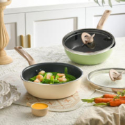 轻松爆炒不易粘：Tefal 特福 TFEJ22GAP1-Y 深煎锅 米色