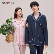SANFU 三福 2023新款情侣纯棉睡衣女春秋套装宽松男士家居服
