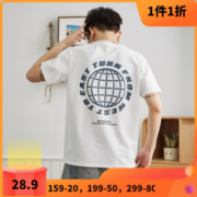 TONLION 唐狮 夏新款短袖T恤男潮酷帅气宽松上衣青少纯棉圆领半袖衫
