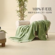 MERCURY 水星家纺 23新品色织工艺100%羊毛毯细腻柔软羊毛毯子床上用品毛毯