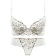 Glambody 仙女刺绣】小胸内衣女收副乳防下垂上托调整型性感文胸内裤一套装682259 茶花白-套装 34/75B