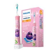 飞利浦（PHILIPS）儿童电动牙刷男女生蓝牙版 适用4-12岁 2种模式自带2支迷你刷头+8款多彩贴纸 粉色HX6352/43