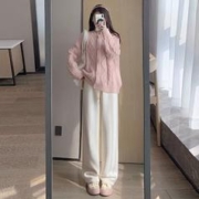 秋冬雪尼尔新款欧棉绒阔腿裤