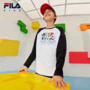 FILA 斐乐 KIDS斐乐童装男大童长袖T恤2023冬新款儿童柔软纯棉套头上衣
