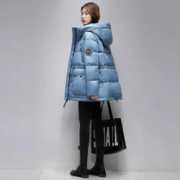 YAYA 鸭鸭羽绒服 冬季新款羽绒服女中长款连帽时尚工装风宽松收腰百搭外套上衣