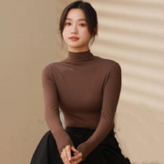 mm- 半高领打底衫女黑白色秋冬款百搭洋气上衣高级感修身内搭新