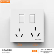 MARC LICHTE 86型墙壁暗装二开六孔独立开关控制大功率空调热水器双三孔插座 马克璟致白色二开六孔