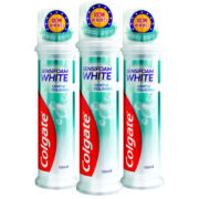 高露洁（Colgate）欧洲进口密泡美白直立按压式泵式牙膏100mlx3支 密泡深洁温和亮白