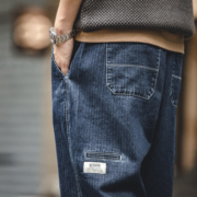 马登工装 复古easypants丹宁水洗牛仔裤男春季宽松锥形哈伦长裤子 牛仔蓝 XL