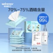 winner 稳健医疗 稳健（Winner）70%-75%酒精棉片湿巾15*20cm 60抽/包 加大加厚食品用级
