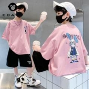 EBAER 一贝皇城 男童短袖T恤纯棉2023新款中大童夏装宽松儿童装半袖t上衣