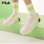 FILAFILA 斐乐女鞋帆布鞋女秋板鞋低帮休闲饼干鞋高圆圆同款小白鞋 奶白-GA 37.5