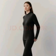 THREEGUN 三枪 男女情侣纯棉保暖内衣套装 男 高女黑半高领