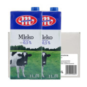 妙可Mlekovita波兰进口 黑白牛系列脱脂0.5UHT纯牛奶 1L*12盒脱脂高钙