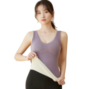 芬腾新款保暖背心女士秋冬修身美体蓄热德绒无痕保暖打底背心带胸垫 【102G8353_肤色】 XL