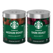 星巴克（Starbucks）黑咖啡 速溶咖啡0糖低脂 罐装2件套 中度烘焙+深度烘焙 节日礼盒