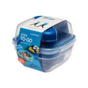 乐扣乐扣（LOCK&LOCK）塑料保鲜盒 分隔双层水果零食密封便当餐盒 配送餐具 蓝色950ml