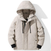 oyy 2023新款冬季新品加厚连帽羽绒服男士短款青年白鸭绒保暖休闲时尚 米白色 XL
