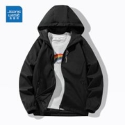 JEANSWEST 真维斯 2023春秋季新款潮流男夹克纯色连帽冲锋衣百搭潮流运动外套