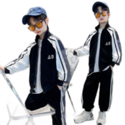 啪吡熊（PAPIBEAR）儿童装男童秋装套装春秋款2023新款男孩卫衣运动秋季中大童帅气潮  藏青色套装 120