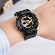 卡西欧（CASIO）女表BABY-G少女时代女黑金多功能电子防水运动手表 黑金BA-110-1A