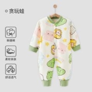 OUYUN 欧孕 夹棉连体衣婴儿秋冬男女宝宝加厚保暖衣服纯棉哈衣打底衣爬服 贪玩蛙 73cm