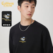 Cabbeen 卡宾 刺绣圆领卫衣 煤黑色