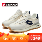 乐途（LOTTO）男鞋旅游复古老爹鞋2023春夏季新款真皮牛皮运动鞋休闲跑步鞋秋季 米白色/深蓝 41/255