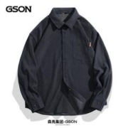 限移动端：GSON 森马集团旗下男士衬衫纯色灯芯绒新款外套 深灰(空白) L