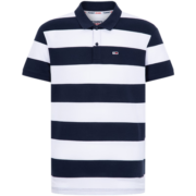 TOMMY JEANS23男装珠地网眼美式撞色宽条纹合身短袖POLO衫18822/16225 深蓝白条纹C87（批次一） M