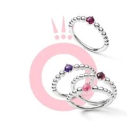 PANDORA 潘多拉 焰红色饰珠戒指 925银 小众石
