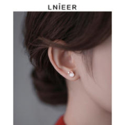 Lnieer 925纯银气质猫眼石星星耳钉女小众设计高级感耳环2023年新款耳饰