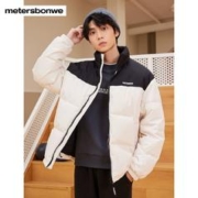 美特斯邦威 羽绒服男士2023冬季新款时尚立领满印舒适潮流保暖外套