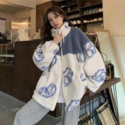 BTTKDL 冬季外套男女情侣装加厚ins潮牌宽松百搭学生保护棒球棉服 蓝色羊羔绒[品质高]