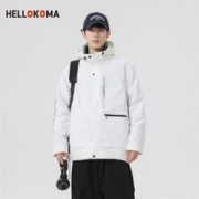 HELLOKOMA HELLO KOMA羽绒服男女同款冬季短款防风保暖可拆卸连帽冲锋衣外套