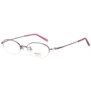 精工（SEIKO）钛材眼镜框 近视眼镜女款小脸 配高度数半框眼镜架H02028 浅粉色C38