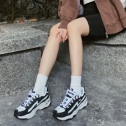 斯凯奇女鞋官方旗舰四代闪电熊猫鞋黑白厚底老爹鞋新款休闲运动鞋