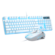 MageGee 机械风暴套装 真机械键盘鼠标套装 机械键鼠套装 背光游戏台式电脑笔记本键鼠套装 白色蓝光 青轴