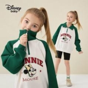 88VIP会员：Disney baby 迪士尼童装女童翻领插肩袖卫衣秋装新款儿童撞色洋气宽松春秋上衣