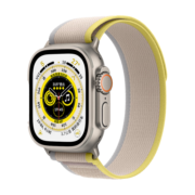 Apple Watch Ultra 智能手表GPS+蜂窝款 49毫米钛金属表壳黄配米色野径回环式表带S/M eSIM健康手表MNHR3CH/A