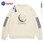 京东PLUS：NASA GISS 卫衣男潮流印花圆领上衣春秋季男士套头长袖打底衫 杏色 XL