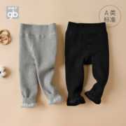 好孩子童装儿童加绒裤子纯色女宝宝保暖裤女童打底裤 黑色 90cm
