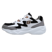 斯凯奇（Skechers）官方秋冬情侣款校园运动小白鞋熊猫鞋 88888105-BKGD 黑色/金色 39