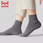 超级补贴：MiiOW 猫人 男士纯棉袜子秋冬加厚抑菌防臭 A款6双装