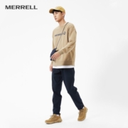 迈乐（Merrell）男女同款户外休闲卫衣舒适纯色字母长袖圆领上衣MC2210041 棕灰 M